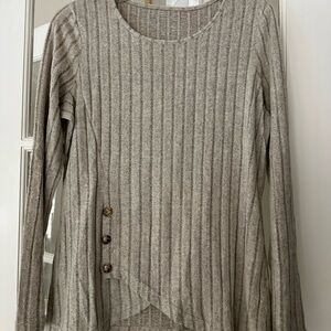 Striped Long Sleeve Top with Button Detail